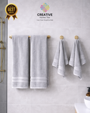 2pc Bath & 2Pc Hand Towel Combo(Blue Bell Grey)