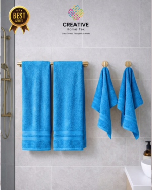 2pc Bath & 2Pc Hand Towel Combo(Blue Bell Blue)