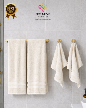2pc Bath & 2Pc Hand Towel Combo(Blue Bell Light Beige)