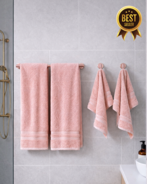 2pc Bath & 2Pc Hand Towel Combo(Blue Bell Soft Pink)