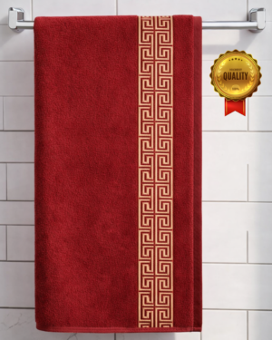 1pc Bath Towel Golden Greek (Red)