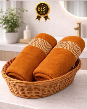 2pc Bath Towel Combo Golden Greek (Brown)