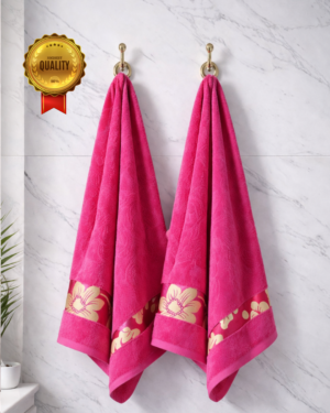 2 piece bath towel Combo Golden petals(Light Pink)