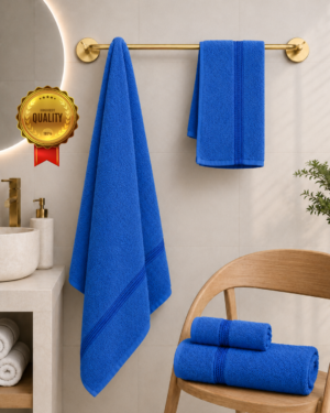 2 piece bath & 2pc hand towel combo Solid imperial(Blue)