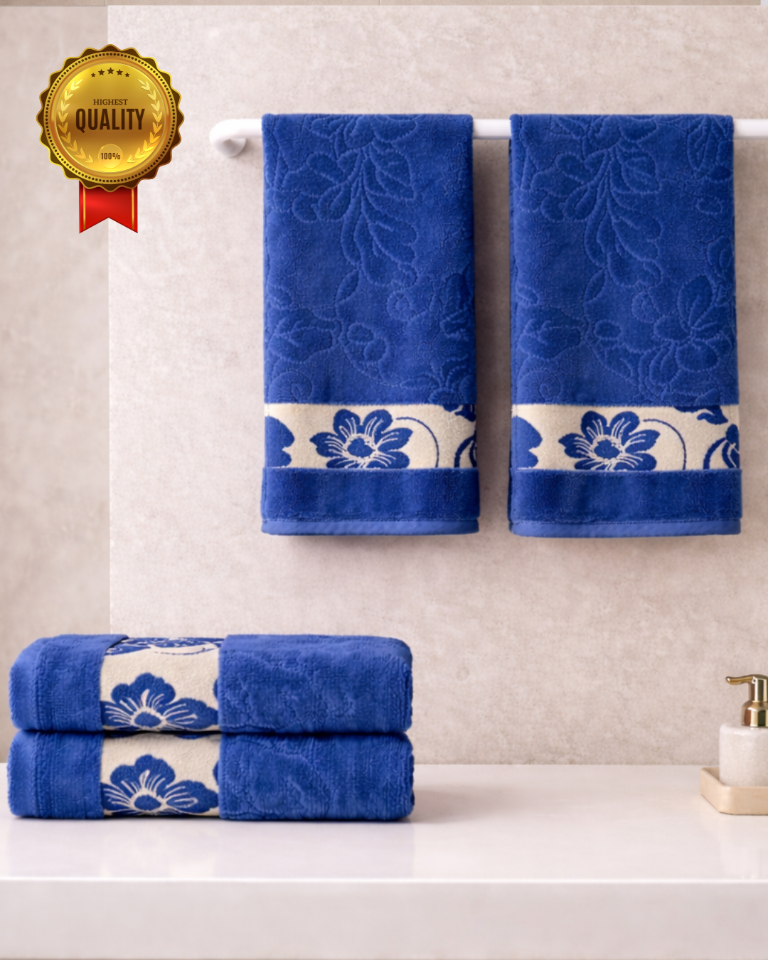 4-piece-hand-towel-combo-golden-petalsblue