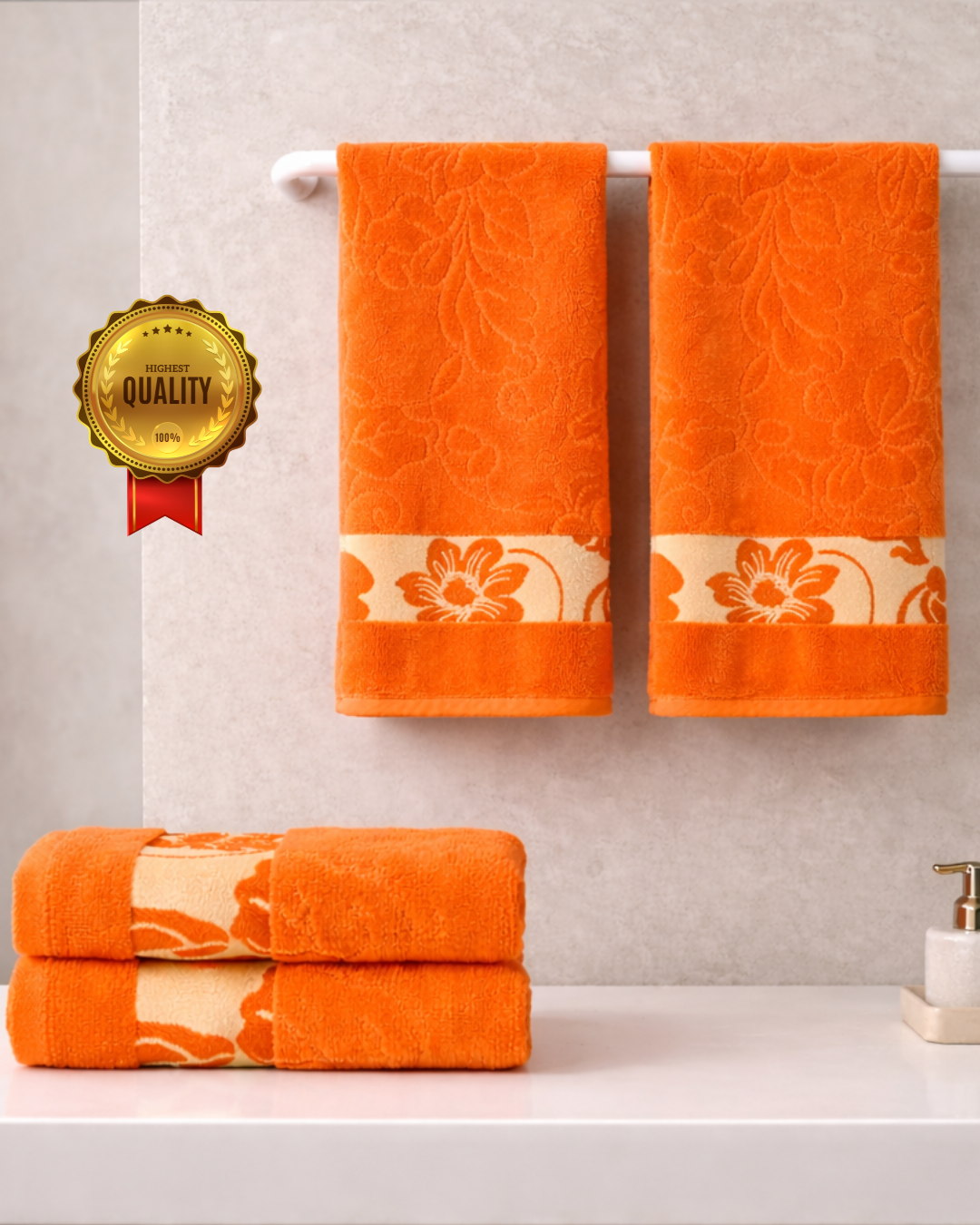 4-piece-hand-towel-combo-golden-petalsorange
