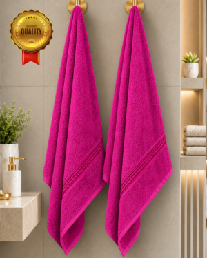 2 piece hand towel combo Solid imperial(Pink)
