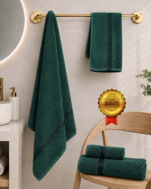 2 piece bath & 2pc hand towel combo Solid imperial(Green)