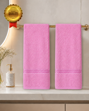 2 piece hand towel combo Solid imperial(Light Pink)