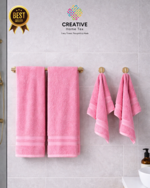 2pc Bath & 2Pc Hand Towel Combo(Blue Bell Pink)